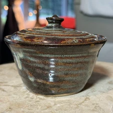 Adama Studio Pottery Stoneware Covered Bowl HandMade Israel Art Pottery Dish Jar