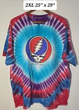 Grateful Dead Tie Dyed Steal your Face 2-Sided 2XL T-Shirt