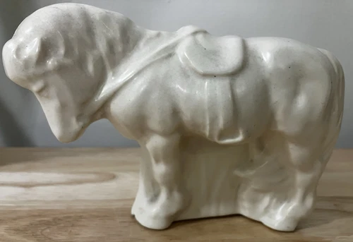 Vintage Nelson MCCOY Pottery Horse Pony Planter Matte WHITE Inscribed "NM USA"
