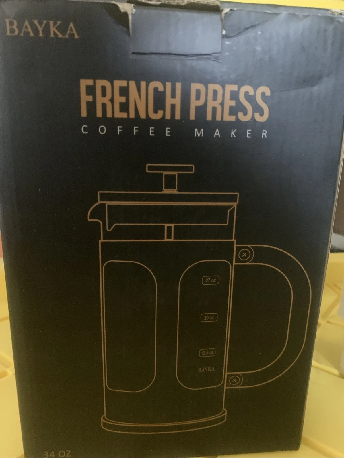 NEW- BAYKA 34 Ounce 1 Liter French Press Coffee Maker, Heat 34 oz, Copper NEW
