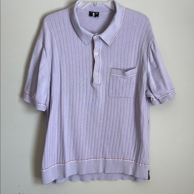 TODD SNYDER Riviera Italian Cotton Silk Tipped Purple Polo Shirt Sweater XXL