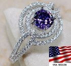  3CT Amethyst 925 Solid Sterling Silver Ring Sz 7 &5-4 — photo 2