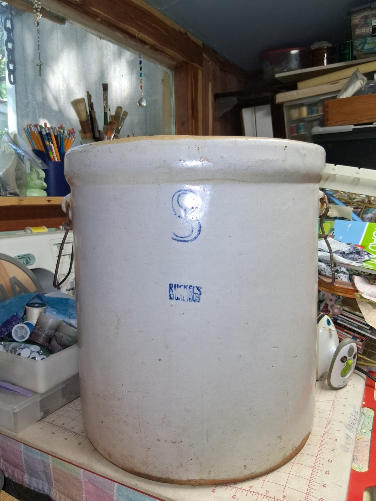 Vintage RUCKELS STONE WARE #8  CROCK VERY NICE