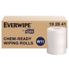 Tork 192841 1-Ply 12 x 12 Chem-Ready Wiping Rolls - White (6/Carton) New