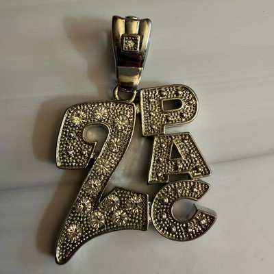 2Pac Shakur Silver Tone Rhinestone Pendant Hip Hop Rap Jewelry Tribute Piece