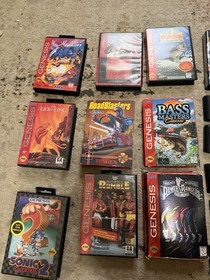 Sega Genesis Model 2 Lot Tested w/ AV AC Cables + Sonic 2 Aladdin 32X Games