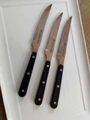 (3) J.A. HENCKELS INTERNATIONAL SERRATED EVERSHARP STEAK KNIVES