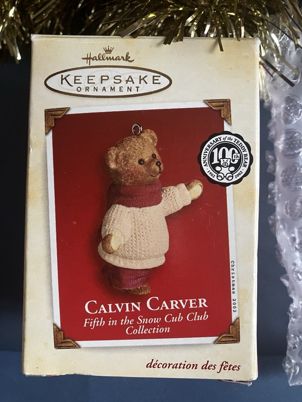 2002 Hallmark Keepsake Ornament Calvin Carver Fifth in the Snow Cub Club Bear