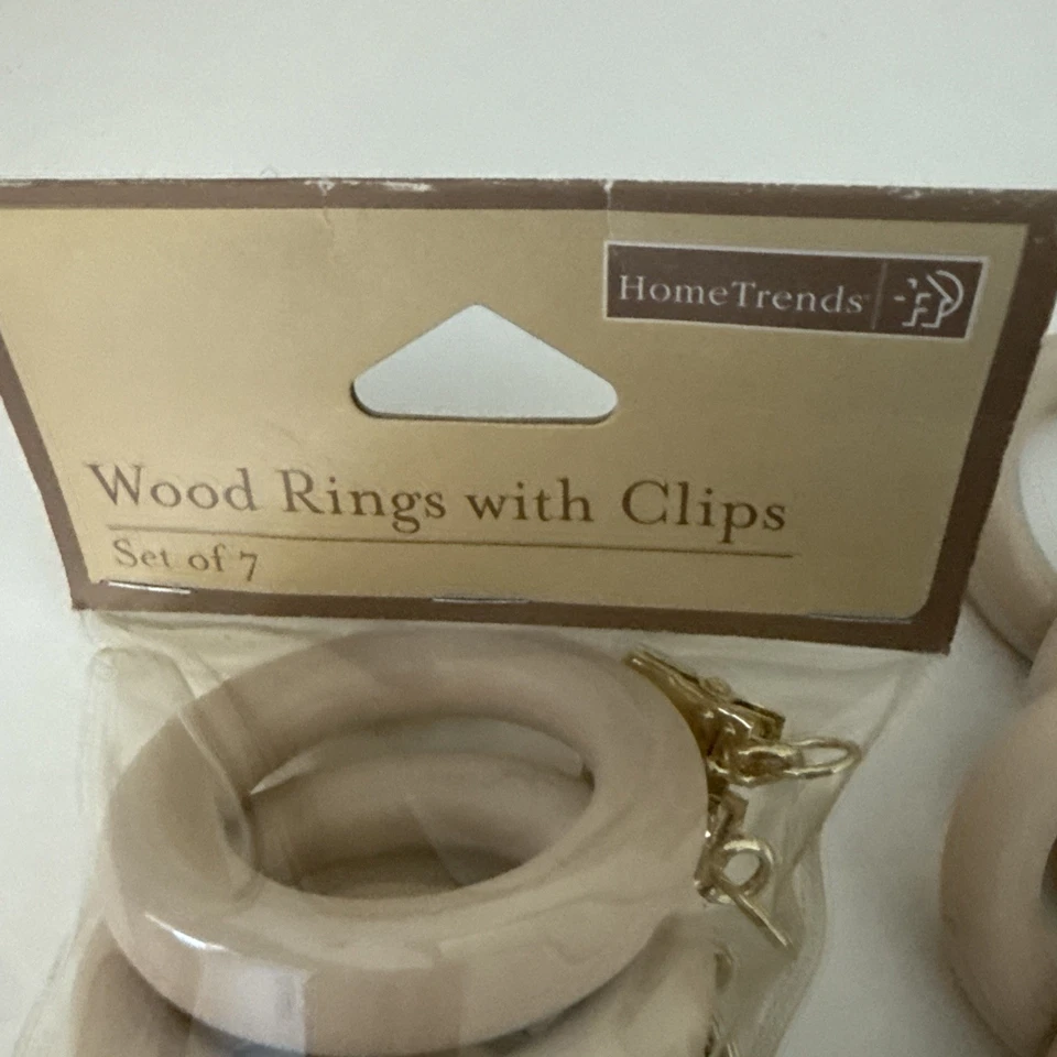 "Lote de 21 anillos de cortina para cortinas de madera lavados en blanco con clips de metal de 1,5"" de diámetro" Foto 2 de 3