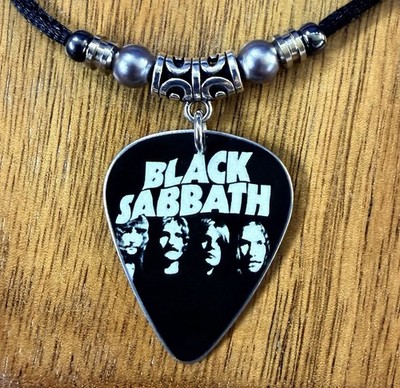 Handmade Black Sabbath Aluminum Guitar Pick Necklace