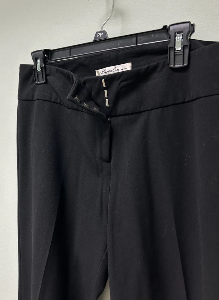 Pantalones de vestir para mujer Kenneth Cole de carrera bolsillos talla 10 negros pierna ancha elásticos Foto 3 de 4