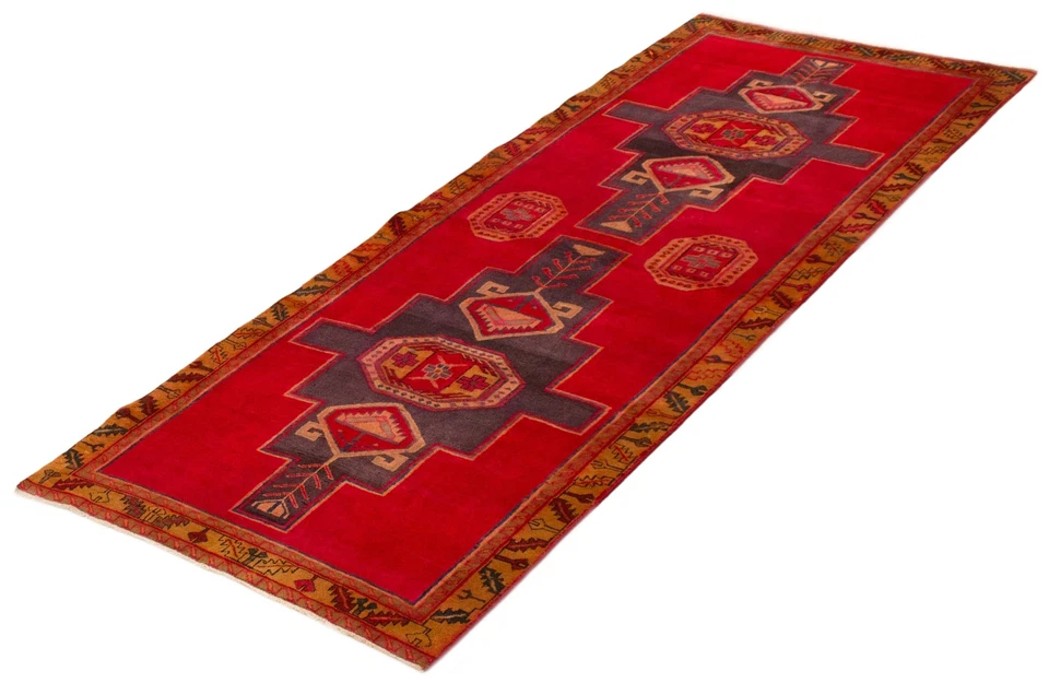 3'9" x 9'3" Vintage Hand-knotted Runner Rug Traditional Oriental Wool Carpet - Image 4 of 4