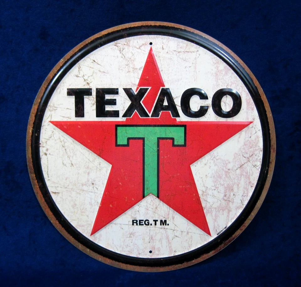 Letrero de acero totalmente en relieve con logotipo de Texaco 1936 ~ Garage Shop Man Cave ~ HECHO en EE. UU. Foto 3 de 4