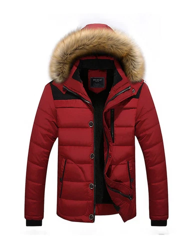 Men's Winter Warm Fur Collar Hooded Long Coat Jacket Parka Outwear Ski Snow Soft - Bild 17 von 22