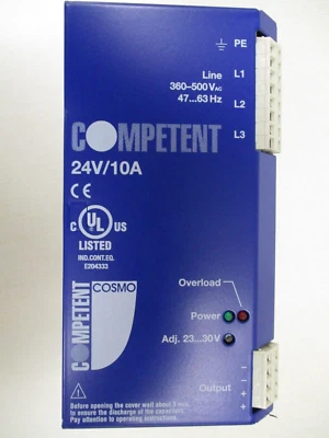 Multicomp Competent-Cosmo MC13551 Power Supply (24VDC, 10A, 240W, 3-Phase) "NIB"