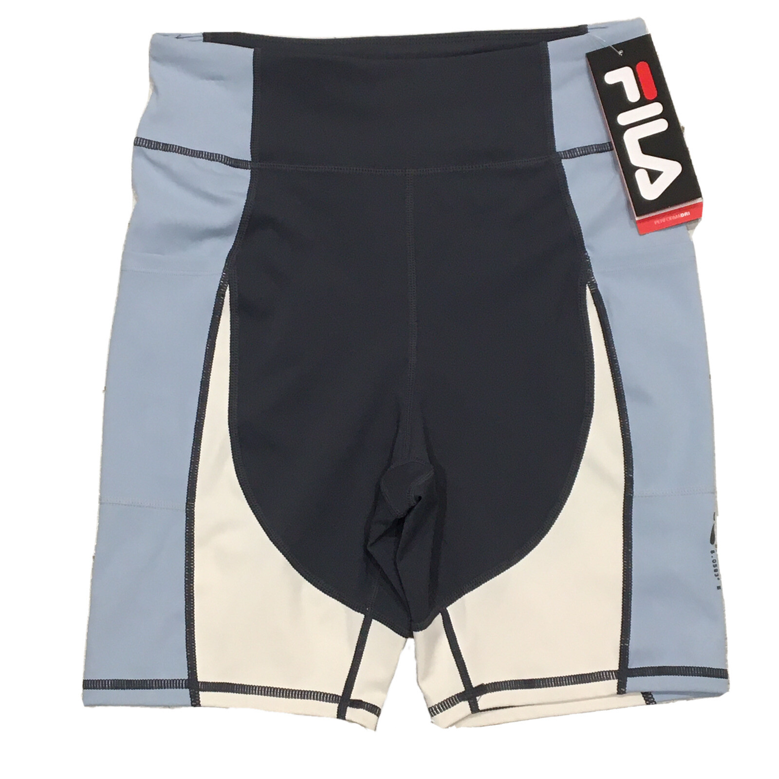 FILA Women's Push Yourself Bike Shorts Size Medium Blue Gray Poly Spandex