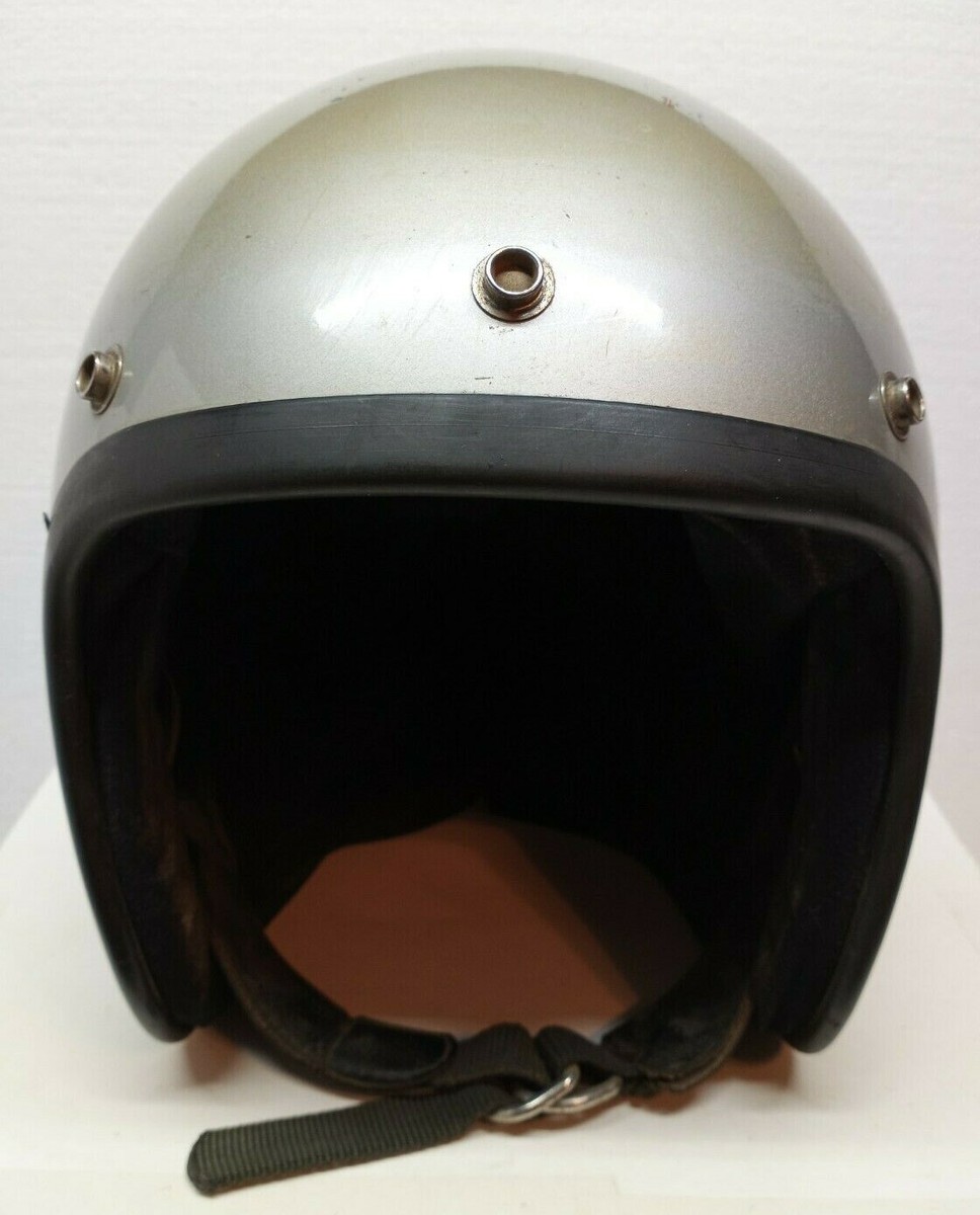 Vintage BELL HELMET SILVER SIZE 7 OPEN FACE SCRATCHED & WORN Vintage BELL HELMET SILVER SIZE 7 OPEN FACE SCRATCHED & WORN