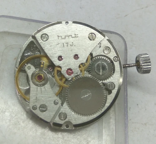 ORIGINAL HMT HAND-WINDING WATCH MOVEMENT 17J  (BALANCE OK) FOR PARTS & REPAIR