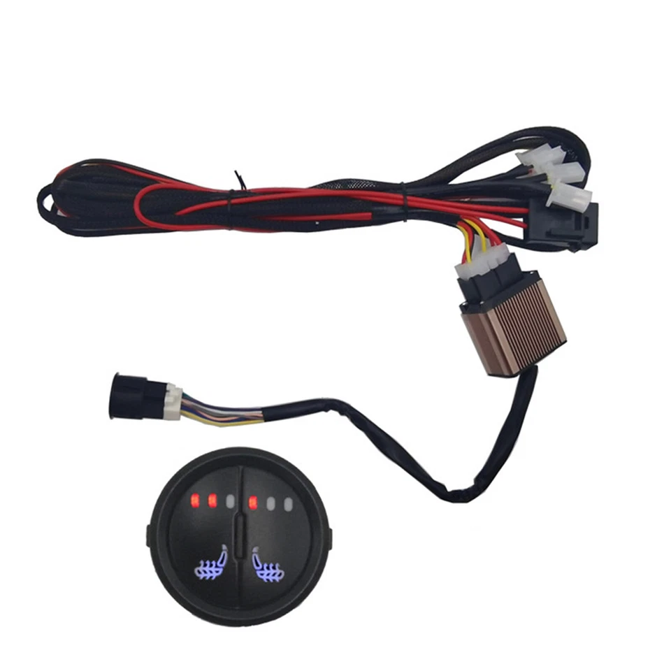 Universal Built-In Car Seat Heater Kit Fit 12V 2 Seats Alloy Wire Heating Pads - Image 3 of 4