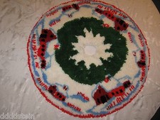 HANDMADE COMPLETED KIT TREE SKIRT - LATCH HOOK - TREES - BARN - BUCILLA 
