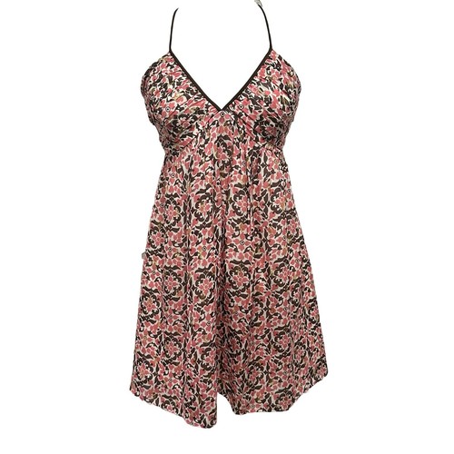 Shoshanna Mini Abito Babydoll Floreale Donna 6 Rosa Marrone Misto Seta Preppy Y2K