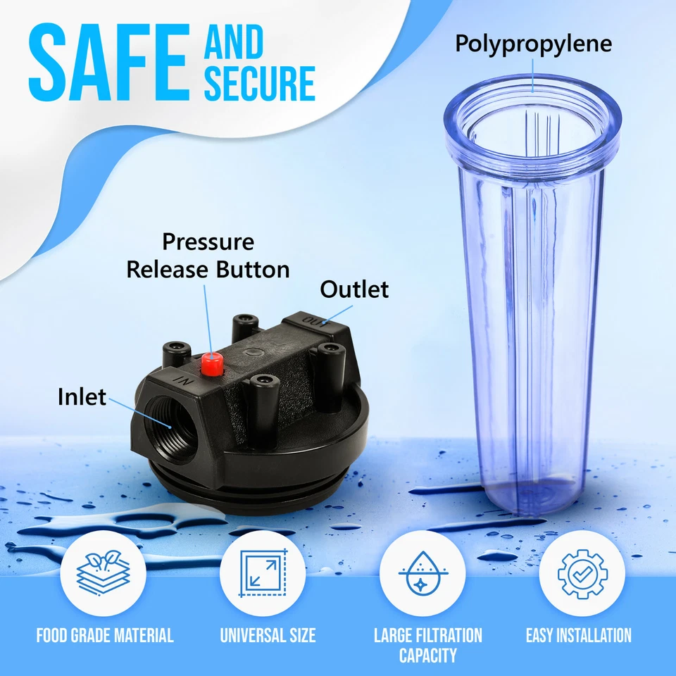 20"x2.5" Clear Standard Whole House Water Filter System & Granular Carbon Filter - Image 3 of 4