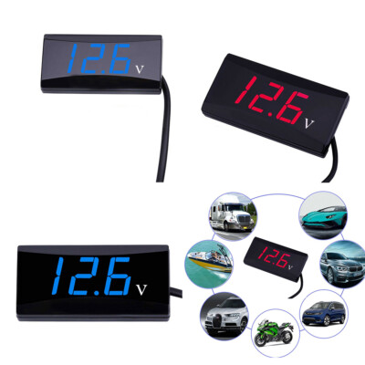 US 2 Pcs Upgraded 12V Voltage Gauge LED Digital Display Panel Meter Motorcycle