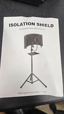 Microphone Isolation Shield with Pop Filter & Tripod Stand, Foldable Mic Shield