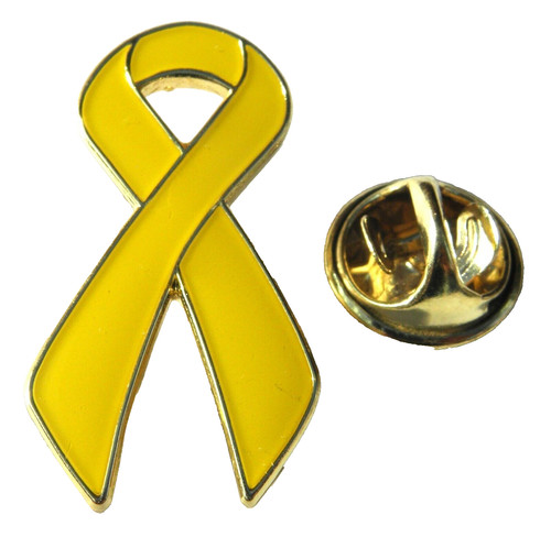 Yellow Awareness Ribbon Pin Badge Bow Brooch