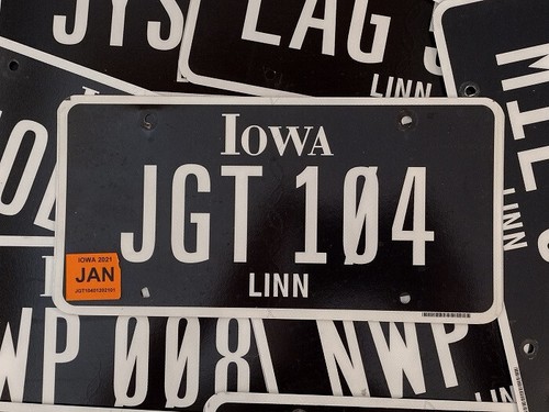2020 Iowa Authentic BLACKOUT License Plate White on Black Many Available IA