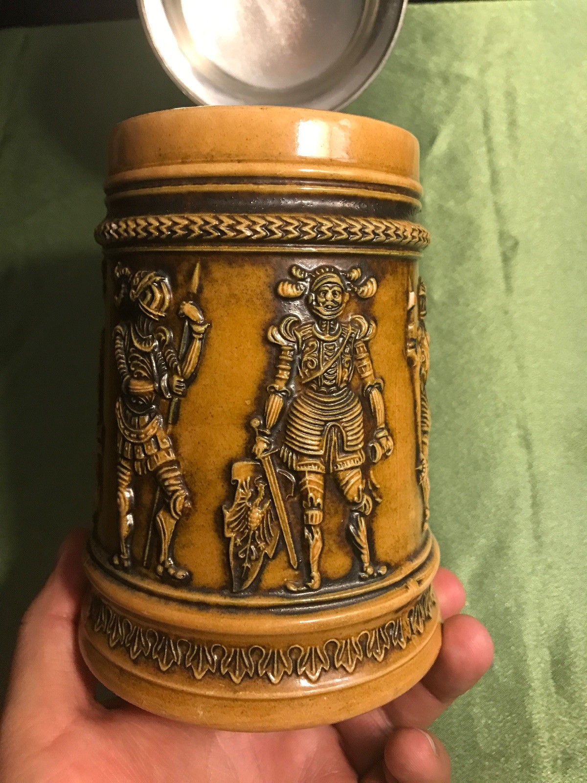Vintage Simon GERZ West German Beer Stein Knights Ceramic Stein DBGM 85 Yellow eBay
