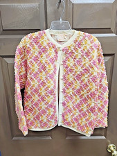 VINTAGE LADIES PENDLETON 100 PURE VIRGIN WOOL PASTEL CARDIGAN SIZE 38