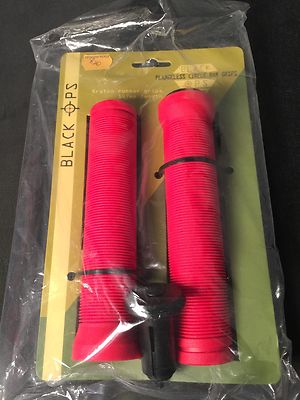 32124 BICYCLE GRIP Black-OPS 145mm CIRCLE FLANGELESS RED