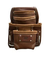 10-Pocket Oil Tan Tool Pouch | Durable General Construction Leather Tool Pouch
