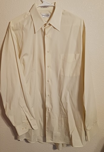 Van Heusen Button Up Shirt Mens 16 1/2 34/35 Yellow Long Sleeve Wrinkle Free - Picture 3 of 6