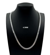 4.5MM Real 925 SOLID Sterling Silver Italian FRANCO LINK CHAIN Necklace UNISEX