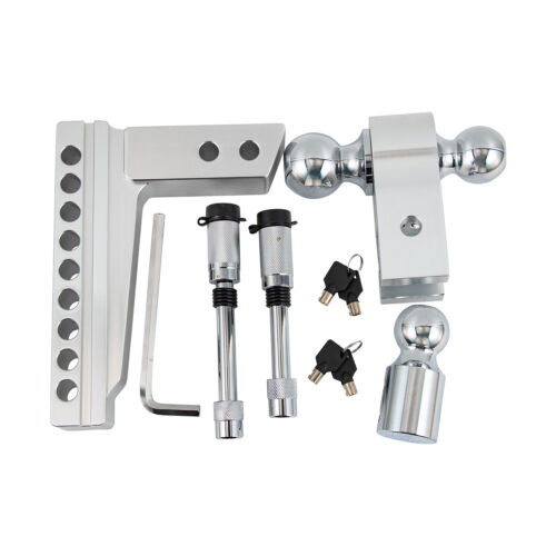 Adjustable Trailer Hitch Tow Hitch Dual Ball Mount 2" Receiver 8" Drop 15000LBS - Picture 1 of 7