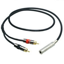 CANARE DIY insert leads L-4E6S 6.35mm jack stereo TRS to 2x Y RCA phono mono TS