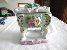 Victorian Style Porcelain Cigarette Box and Ashtray Marked Japan 2 Piece Unique