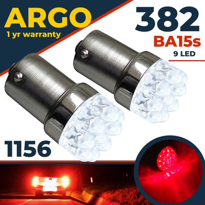 1156 P21W Red LED Brake/Tail Light Bulbs - Error Free, CANbus, For BMW, Audi, Lexus