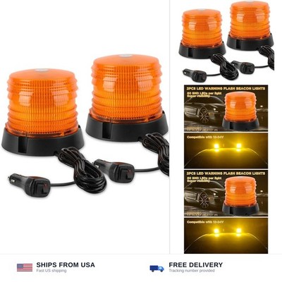 ASPL 2pcs LED Warning Flash Beacon Lights, 60 LED Amber Warning Safety Flashi...