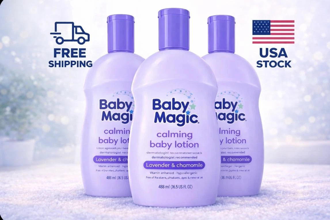 3 Pack Baby Magic Calming Baby Lotion 488ml Lavender Chamomile | Free shipping
Opens in a new window