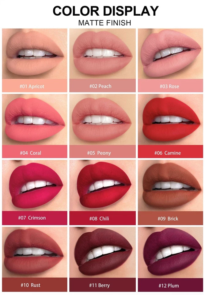 12Pcs Women Waterproof Lipstick Long Lasting Matte Lip Liner Pencil Lip Pen Set - Image 4 of 4