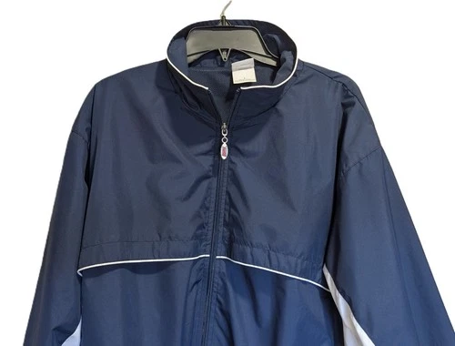 Soffe Blue White Full Zip Lightweight Windbreaker Jacket Mens' Large image 3