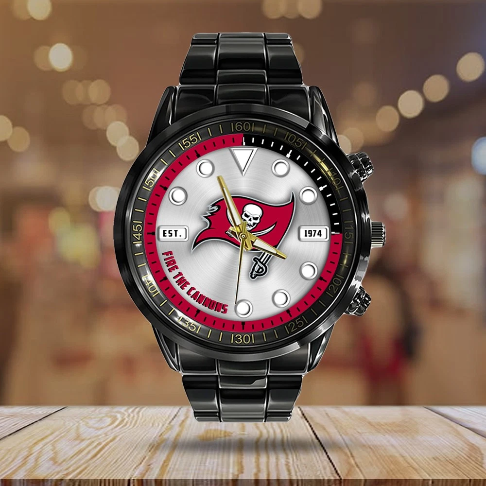 Buccaneers Black Stainless Steel Watch