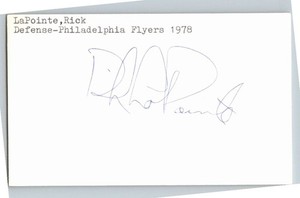 Rick LaPointe- (d.1999) Signed/Autograph/Auto Index Card Philadelphia Flyers NHL