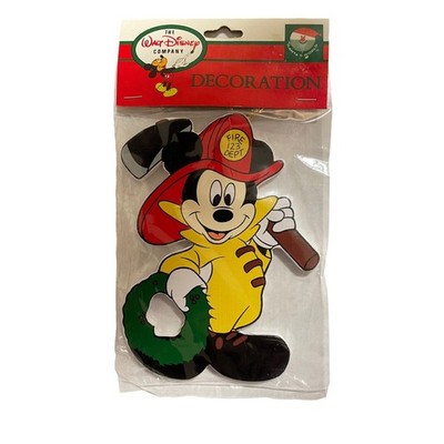 Disney Kurt Adler Santas World Mickey Mouse Firefighter With Wreath Ornament