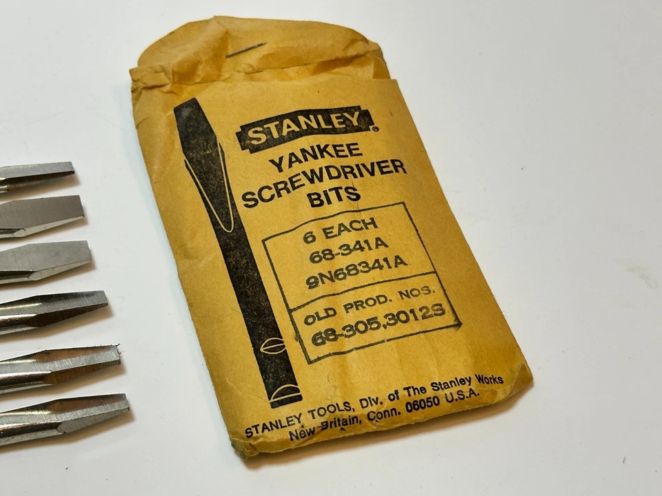 Stanley Yankee USA Screwdriver Bits 6pc 68-341A (NOS New Old Stock) w/ Package - Image 3 of 4