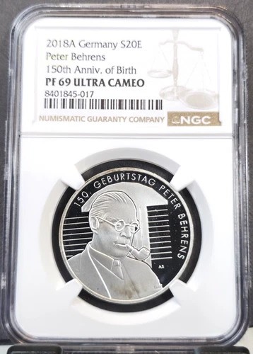 2018 GERMANY SILVER 20 EURO PETER BEHRENS NGC PF 69 ULTRA CAMEO RARE TOP POP