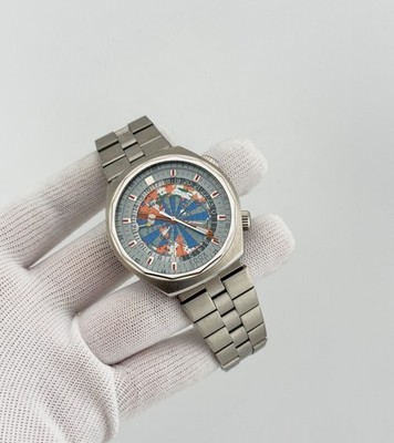Vintage Edox Geoscope Automatic World Time Map Dial Swiss Men s Watch